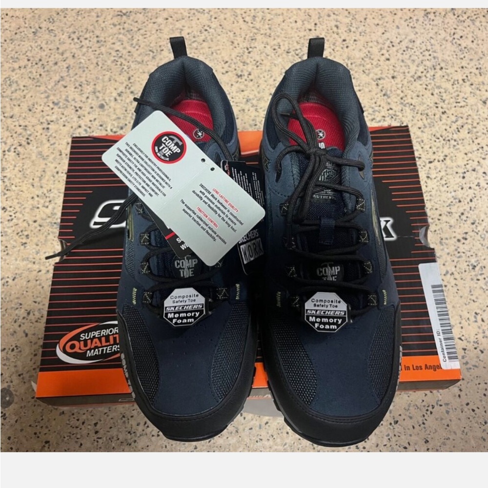 Skechers Mens 77183 Blue Greetah Comp Toe Waterproof Size 12 W Safety Shoes